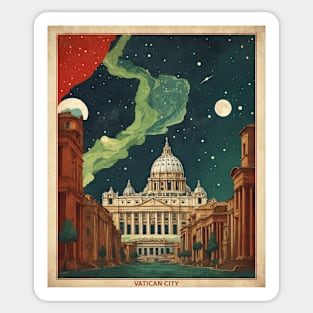 Vatican City Italy Starry Night Vintage Tourism Travel Poster Sticker